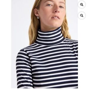 NWT Free People Navy and White Striped Turtleneck Sweater